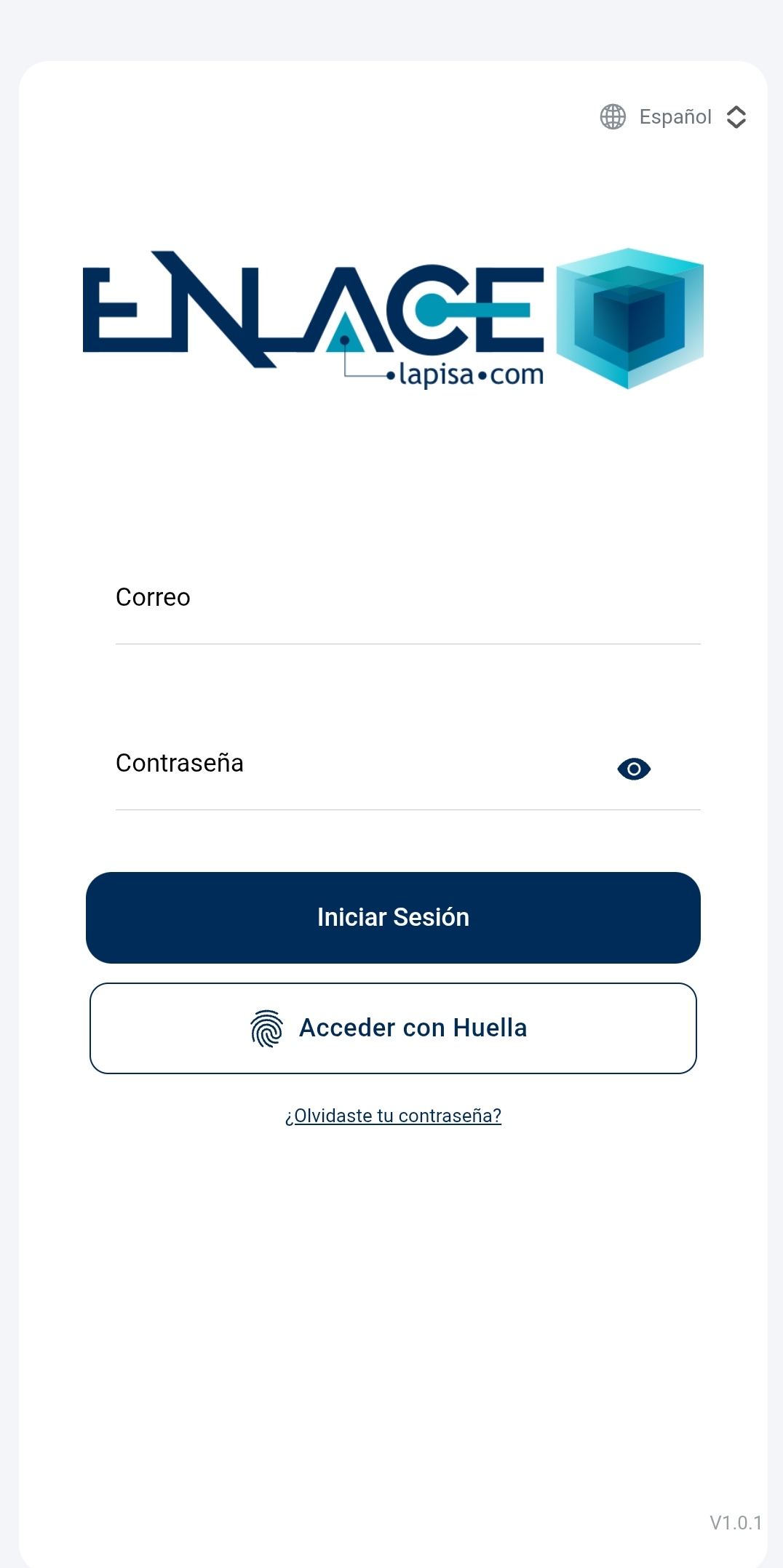 Pantalla de la app Enlace